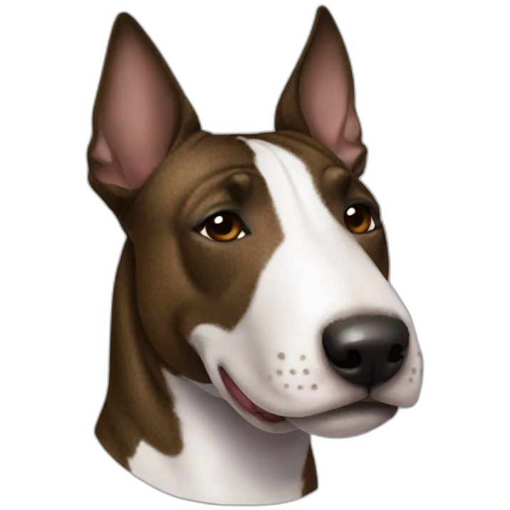 Brindle bullterrier front view face uneven face spots emoji