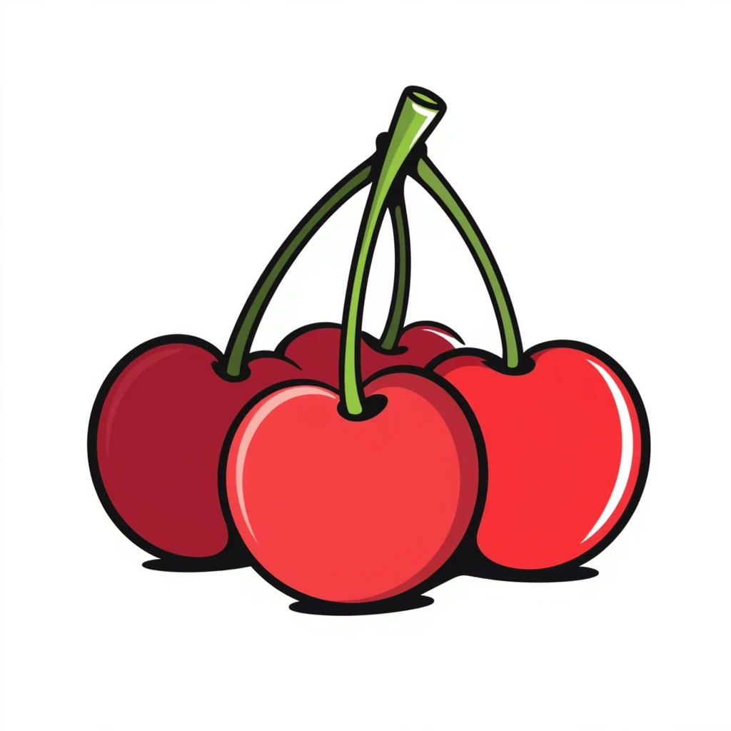 Hand-drawn cluster of red cherries with stems emoji