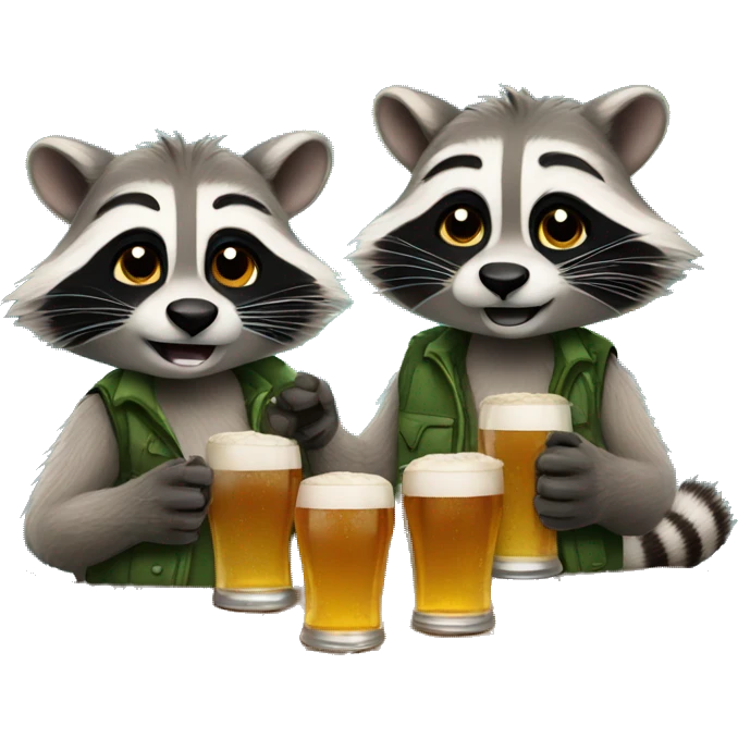 two raccoons drinking beer emoji