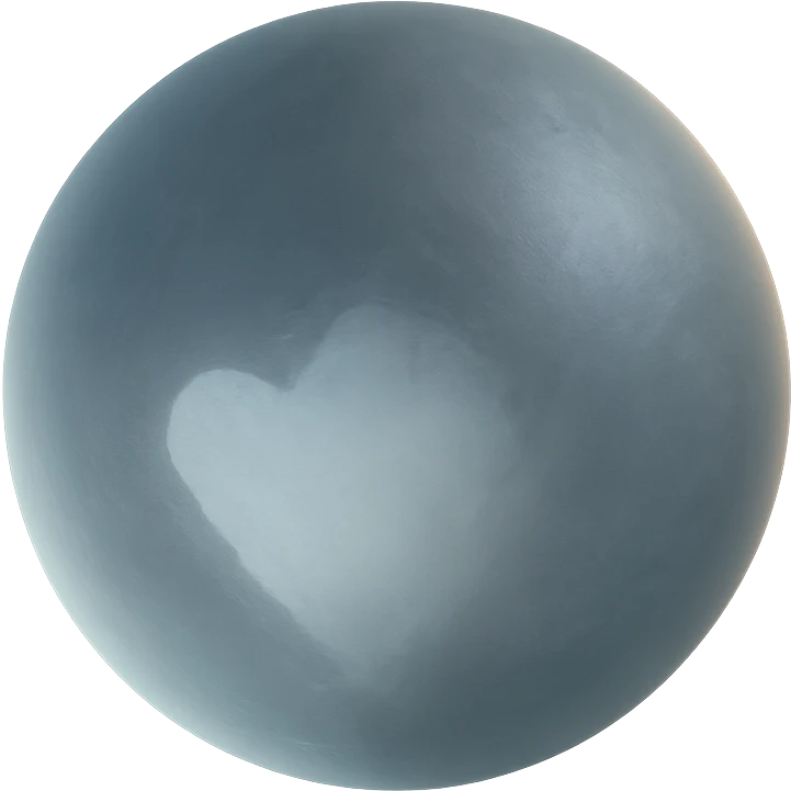 Pluto with a heart-shaped region, matte glass style emoji