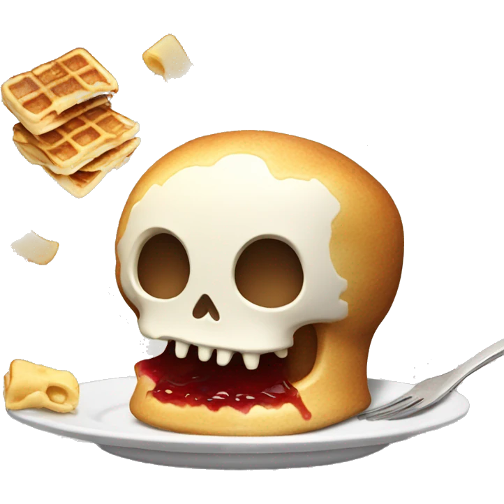 Skull Emoji eating Pancakes and Waffles and Exploding his Head emoji