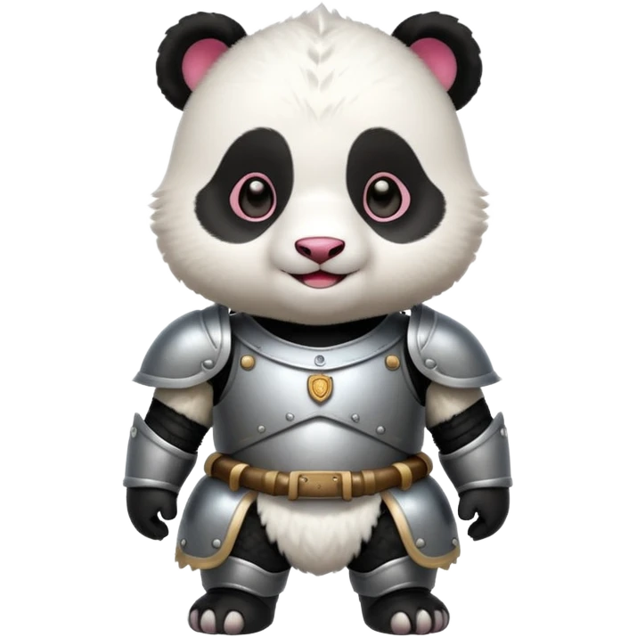 baby panda in armor, full body, smile emoji