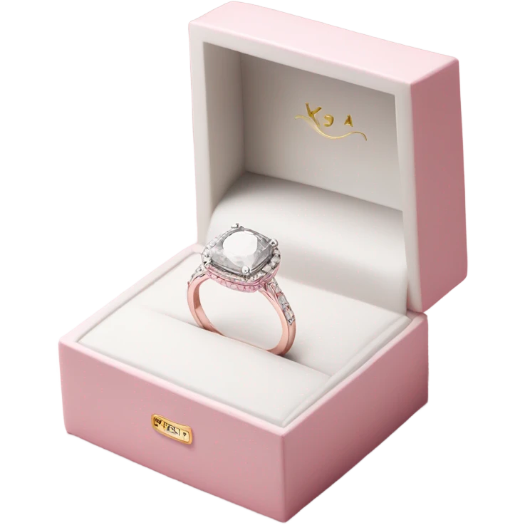 luxury all white diamond ring inside light pink elegance box emoji