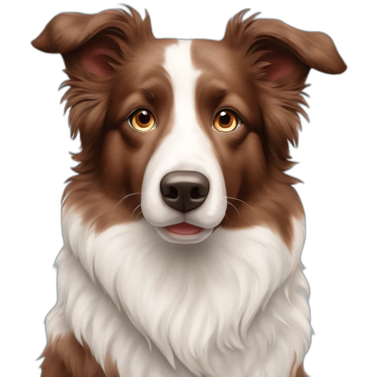 Red merle Border collie with blue and Brown eyes emoji