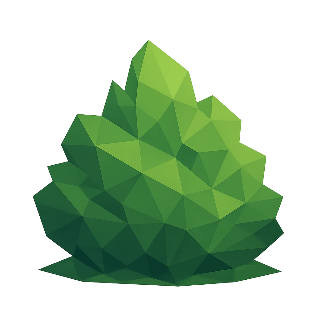 low-poly polygonal bush with geometric shapes emoji