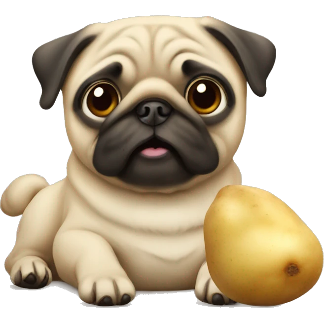 Pug dog with a potatoes  emoji