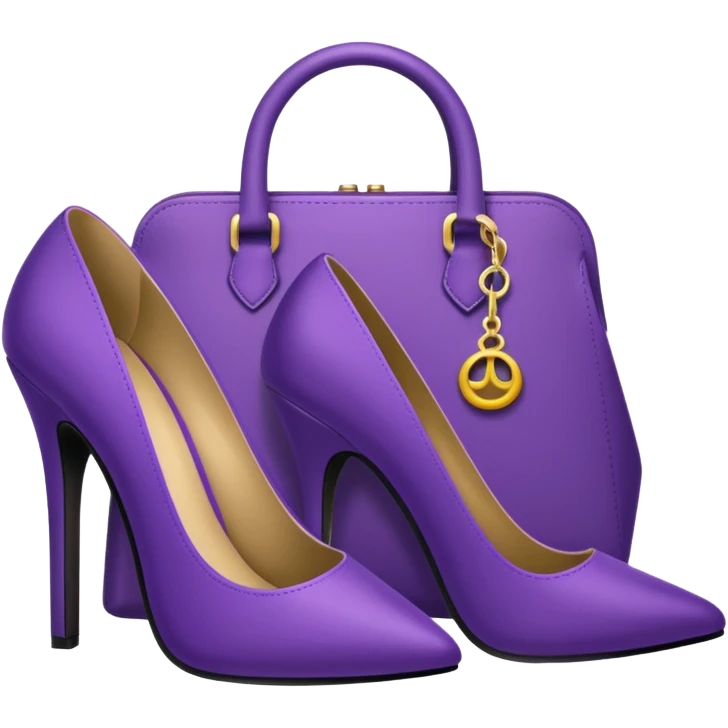 royal purple heels, cosmetics and bag emojis emoji