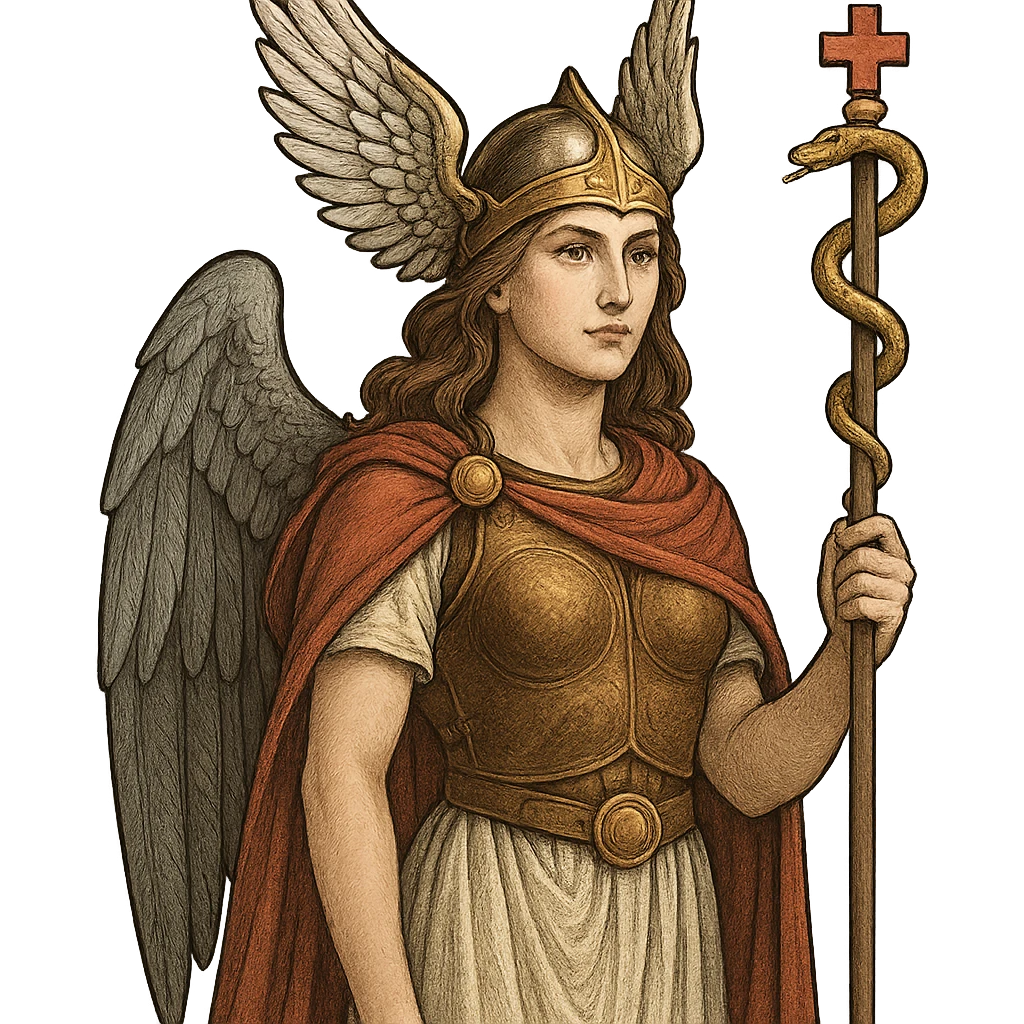 A Valkyrie holding a healing staff, blending Norse mythology with medical symbolism emoji