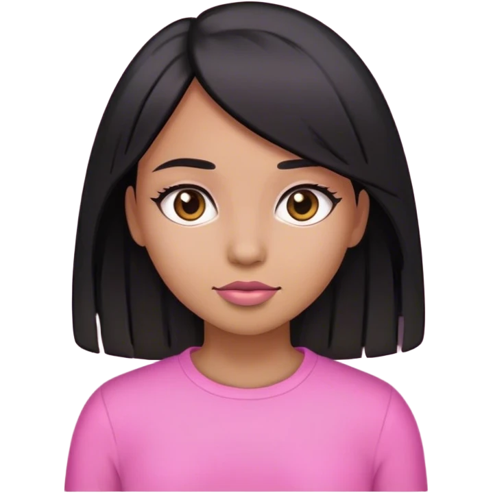 Girl black straight hair wearing pink  emoji