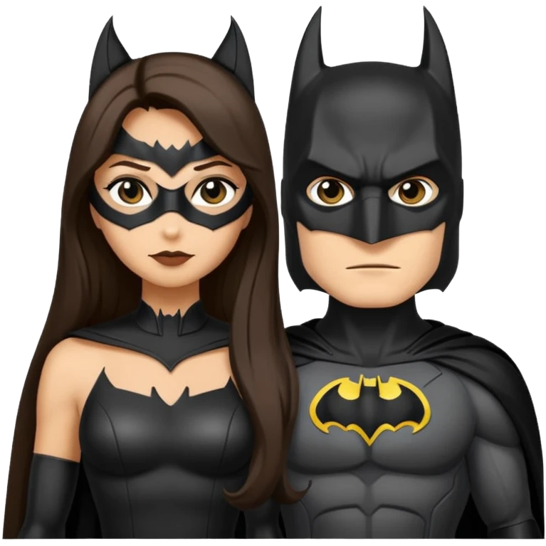 Tan Batman and tan catwoman with long dark hair emoji