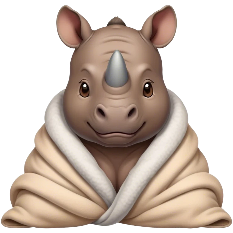 Cute rhino cozy in blanket  emoji