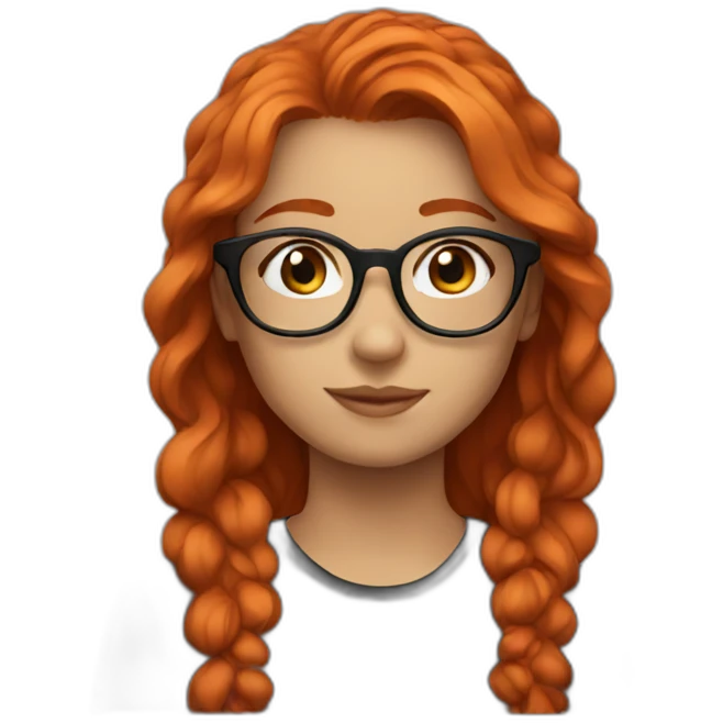 Red haired girl glasses black shirt emoji