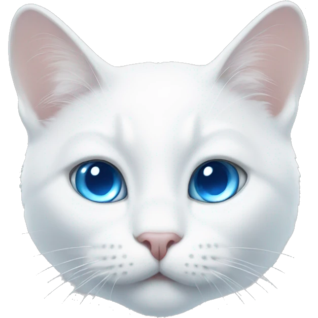 White cat with a blue eyes emoji