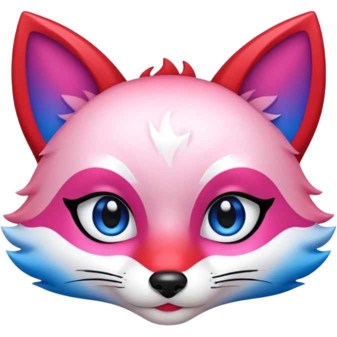 Mascara Kitsune Azul, Vermelho e Rosa degrade emoji