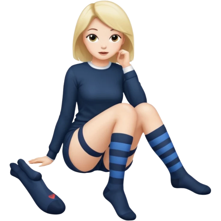 Cute girl thigh high socks sitting legs out, sexy emoji