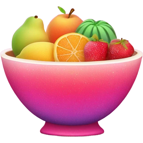 Pink ombre bowl of fruit with glittee emoji