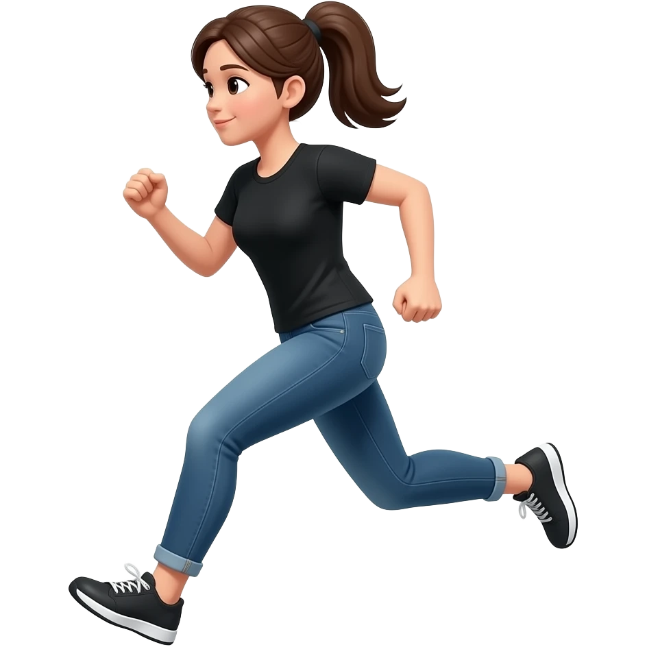 mujer corriendo polera negra emoji
