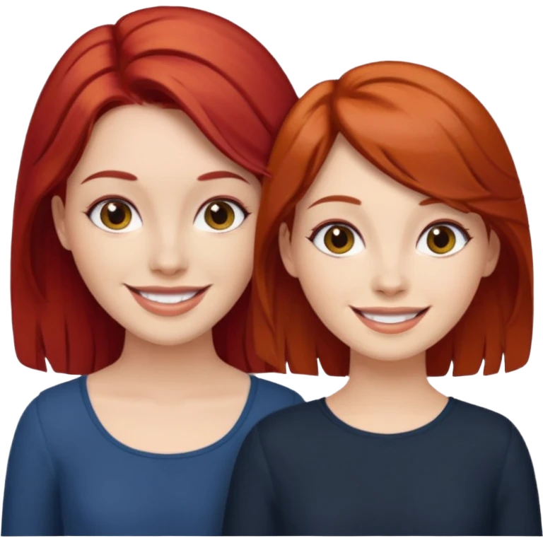 red hair lady and brunette girl smiling emoji