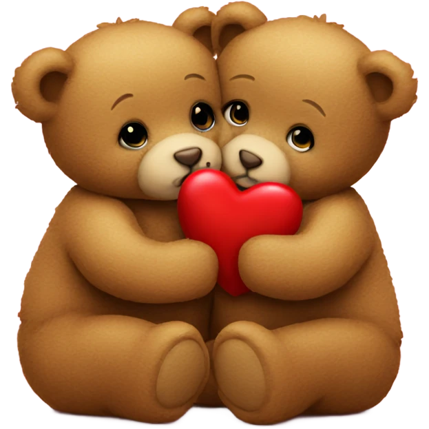 kissing teddy bears with heart emoji