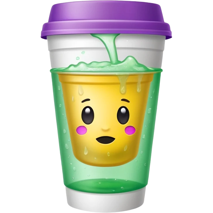 White solid paper cup filled with dirty sprite emoji
