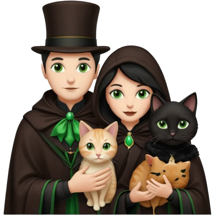 magician couple and their pet cat emoji