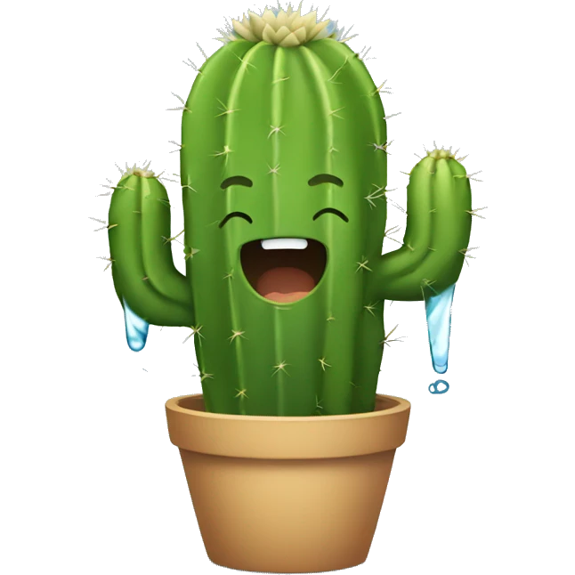 Cactus drinking water emoji