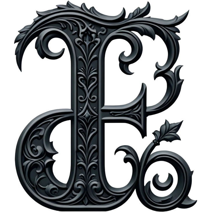 Black gothic Victorian , letter “F” of the alphabet emoji