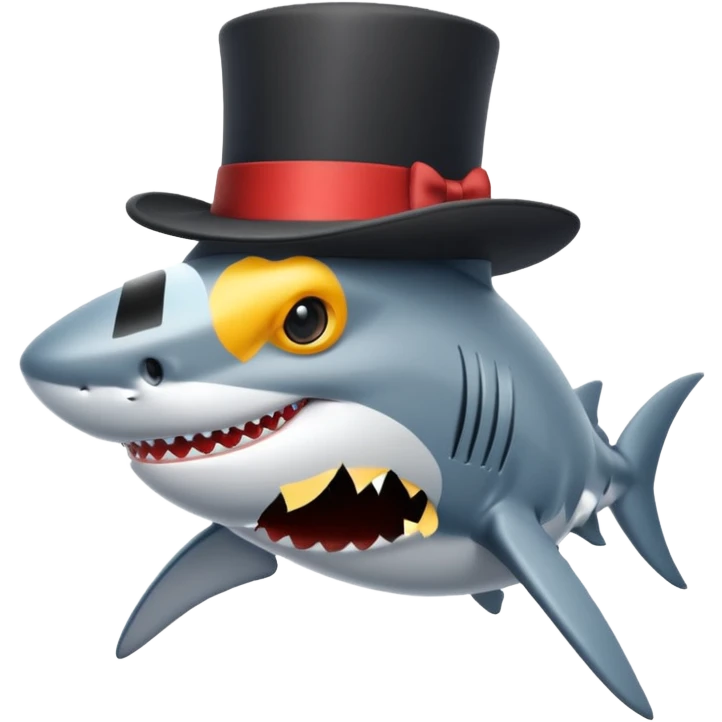 Shark with a top hat emoji