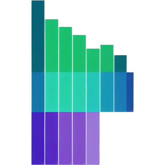 Bar chart with 3 bars and blue, green and violet colors emoji