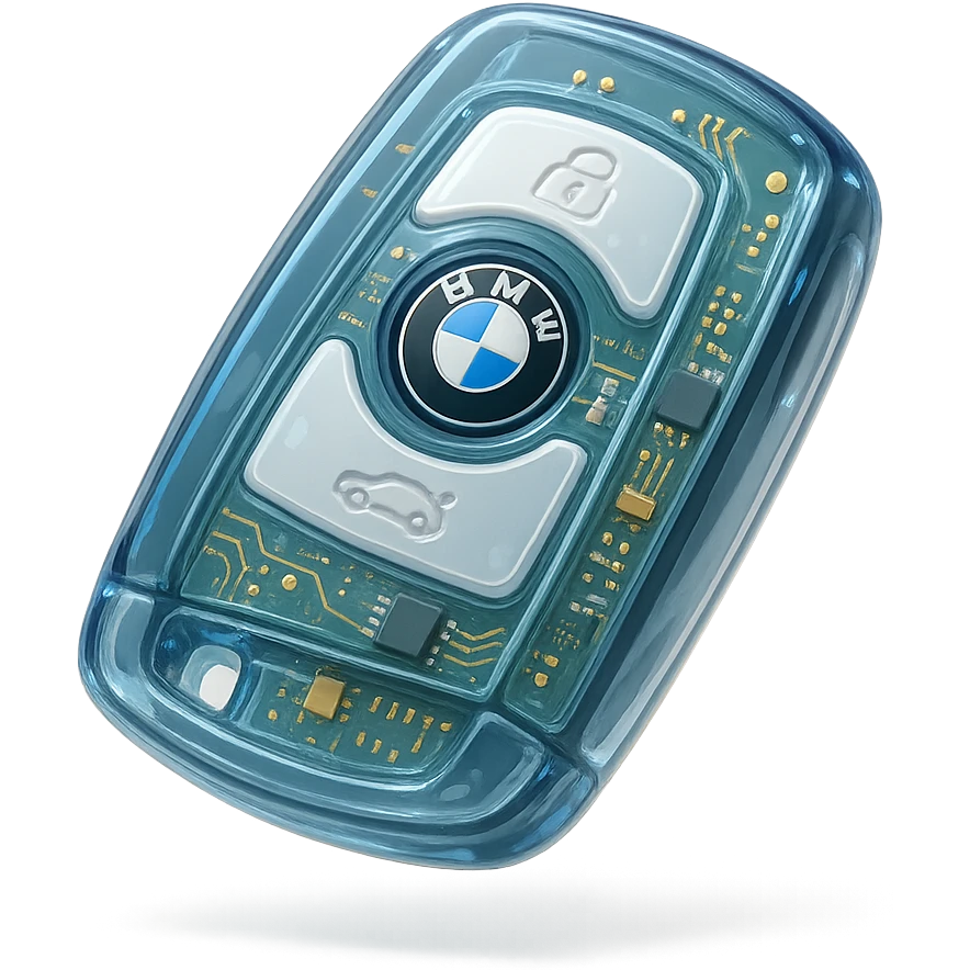 BMW key fob, realistic, glossy circuit style emoji