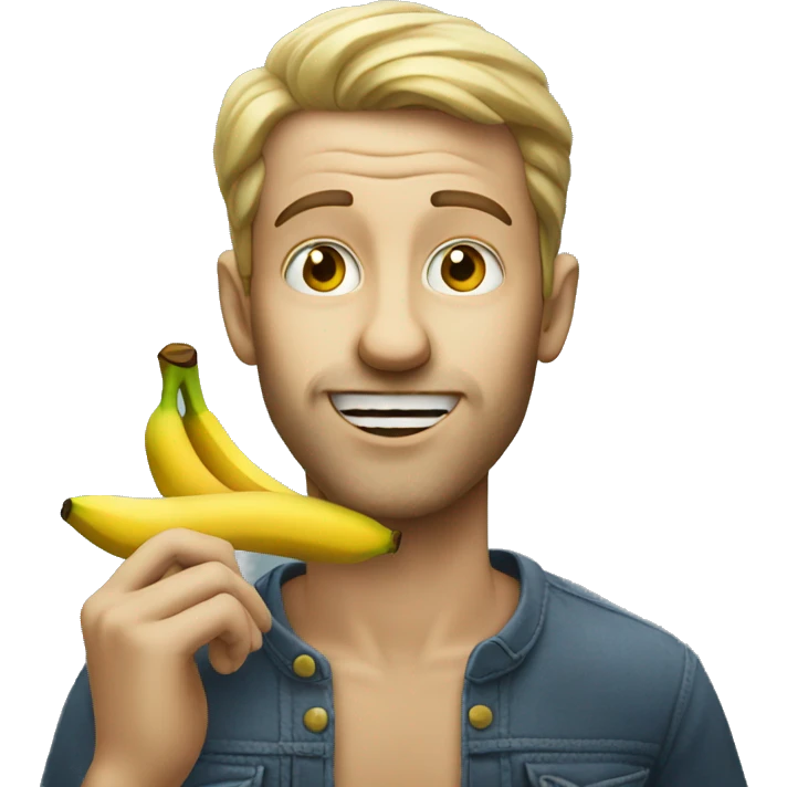 A man eating a banana emoji