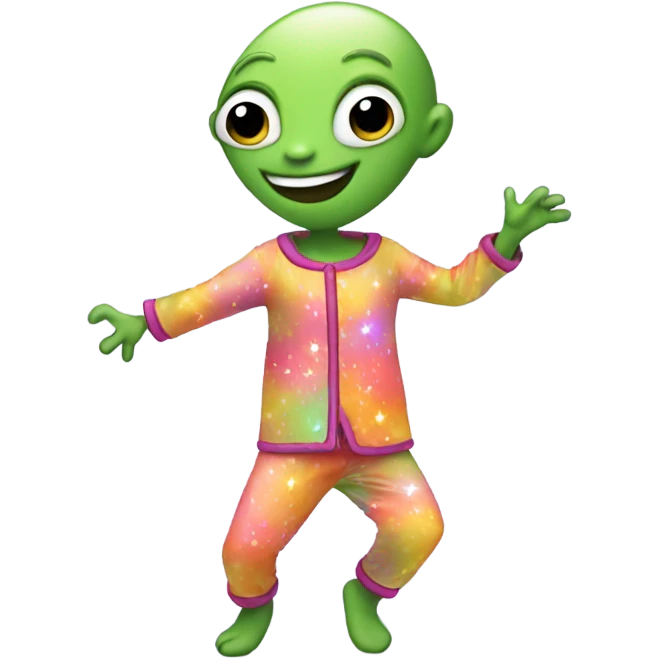 Alien dancing wearing pajamas emoji