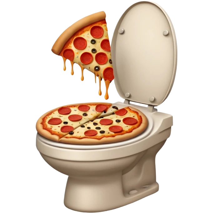 A pizza doing poop in toilet  emoji