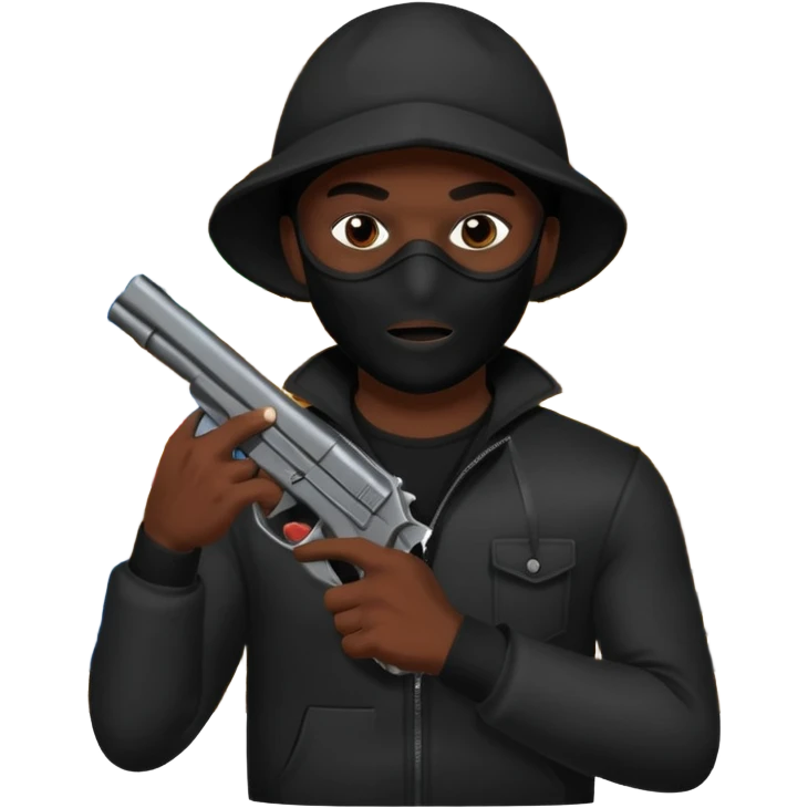 Make a black guy robbing store with gun emoji