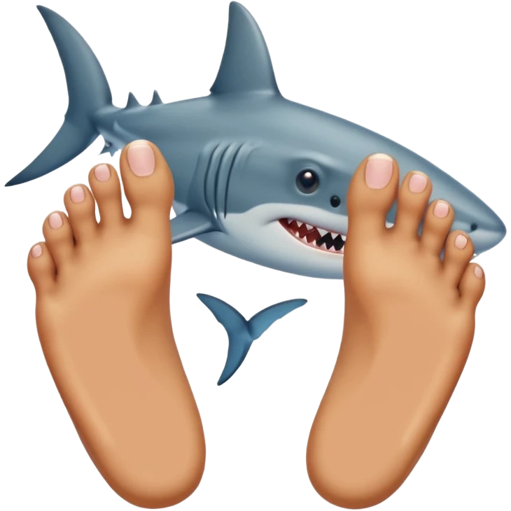Feet with a shark on it emoji