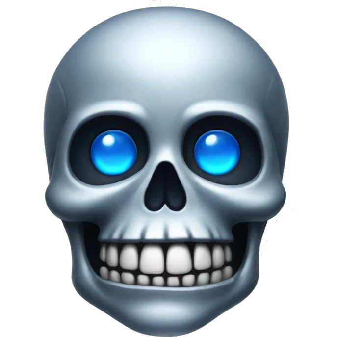 silver skull with blue eyes emoji