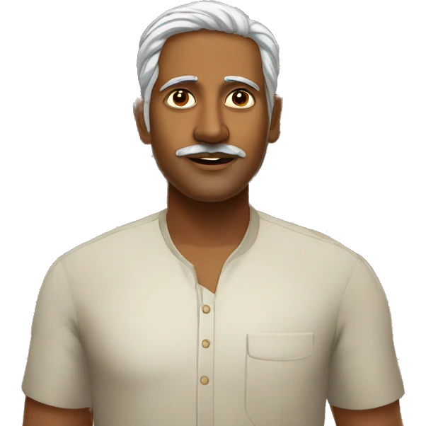 A south indian man standing in front of a templr emoji