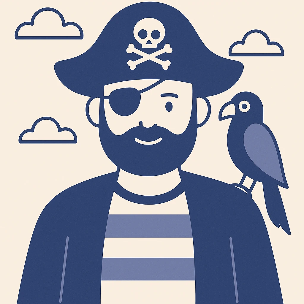 pirate with eye patch and parrot emoji