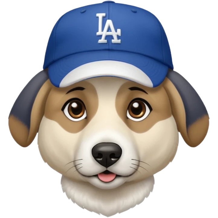 Anatolian Shepherd wearing a Dodgers hat  emoji