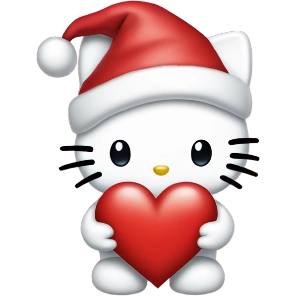 Hello kitty in a Santa hat holding a heart  emoji