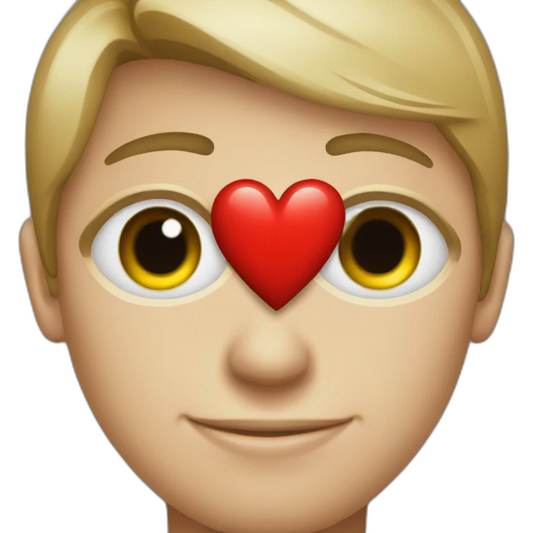 Young businessman eye red Heart  emoji