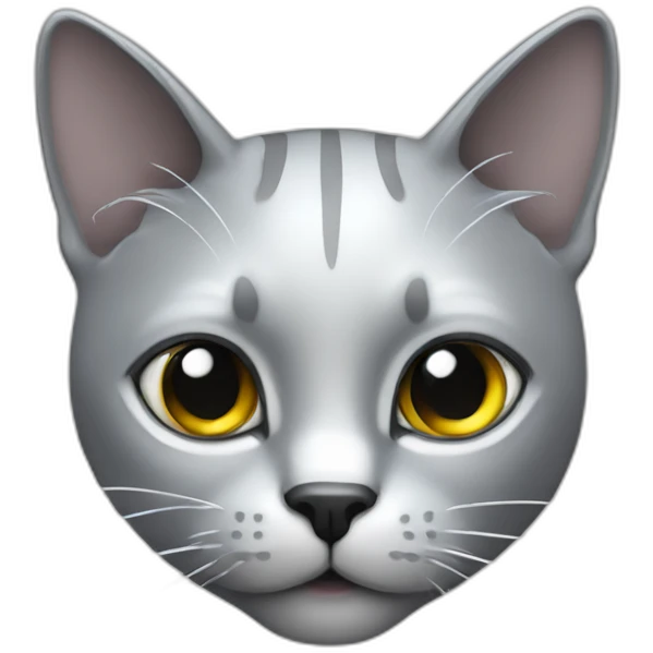metallic cat silver grey emoji