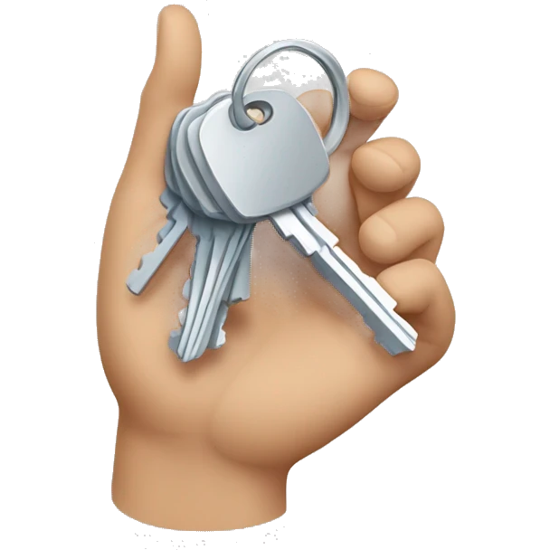 hand with apartment keys emoji