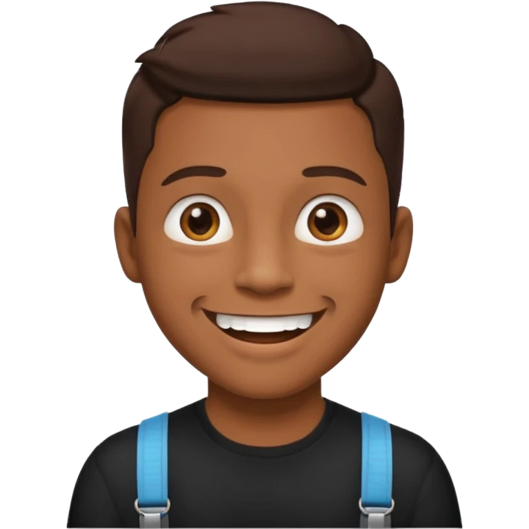 make this images have braces, no glasses,a black shirt, and brown skin emoji