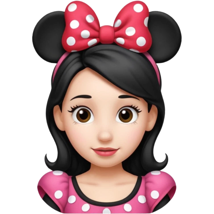 A girl wearing disney Minnie mouse hairband  emoji
