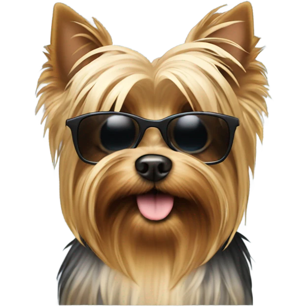 Yorkshire terrier with sunglasses emoji