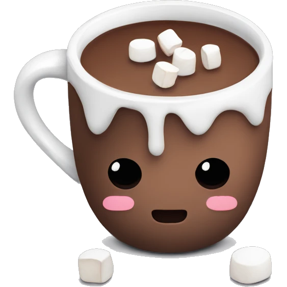 Hot chocolate in mug with marshmallows emoji