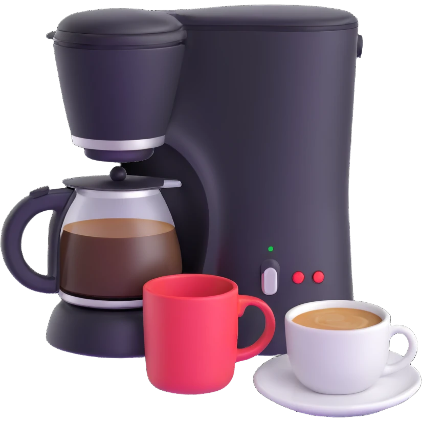 coffee maker with coffee mug emoji