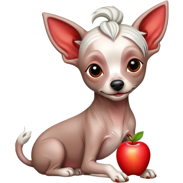 Chinese crested dog eating Apple emoji