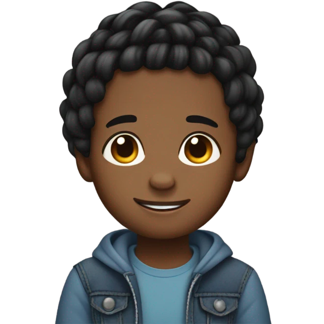 Black boy with stitch braids emoji